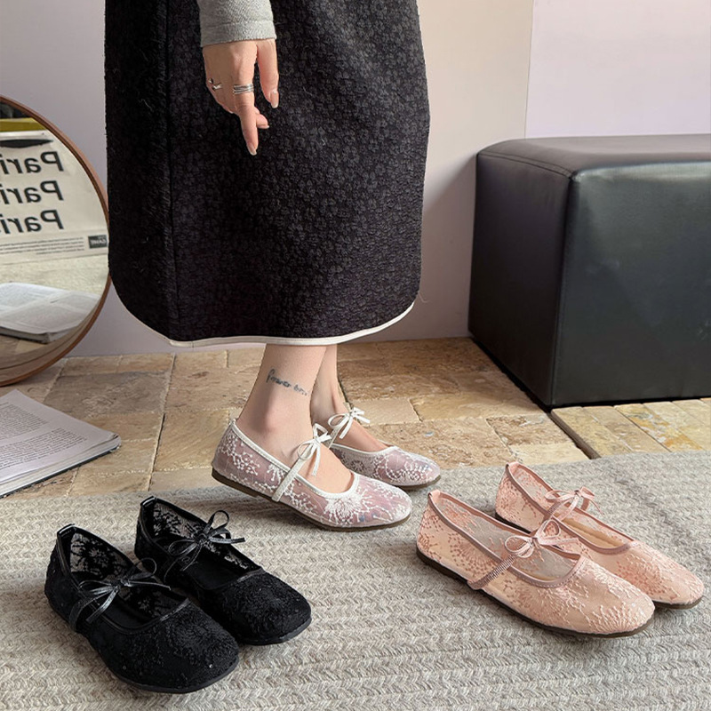Women'S Shoes Clogs - レディース ジェントル バレエシューズ 2026年新作 ホローメッシュ レース刺繍