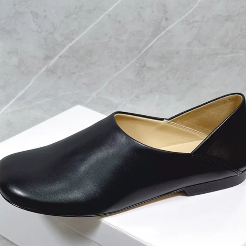 Women Shoes Heels - 女性用スクエアトゥフラットヒール浅履きバレエシューズ、ソリッドカラーのラグジュアリープリーツデザイン、ステッチ入りレディースシューズ