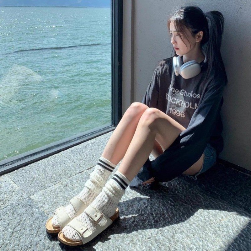 Cork Wedge Sandal - レディース調節可能ストラップコルクフットベッドスライドサンダル2026夏スエード快適厚底カジュアルビーチフラットサンダル