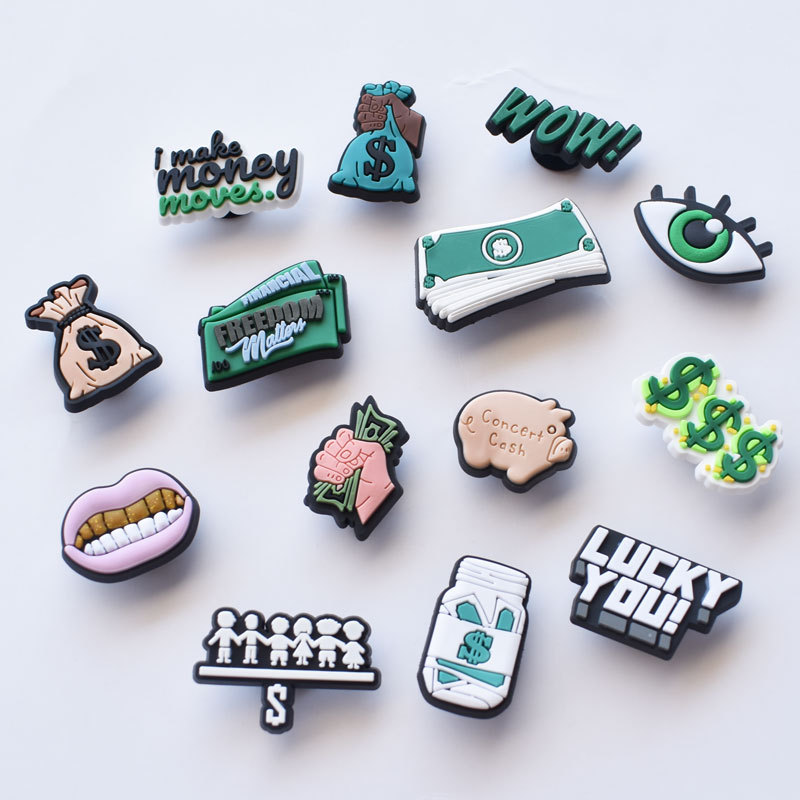 Croc Style Clog - マネーシューズチャームクロックスアクセサリー DIY バッジユニセックス下駄バックル子供ピン装飾ジーンズクリスマスギフトドロップシッピング靴