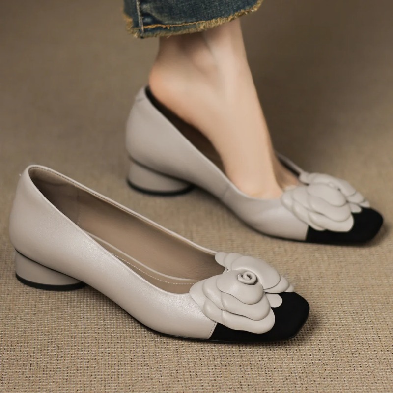 Women Shoes Heels - プラスサイズ 34-41 レディース シープスキン ミックスカラー パッチワーク