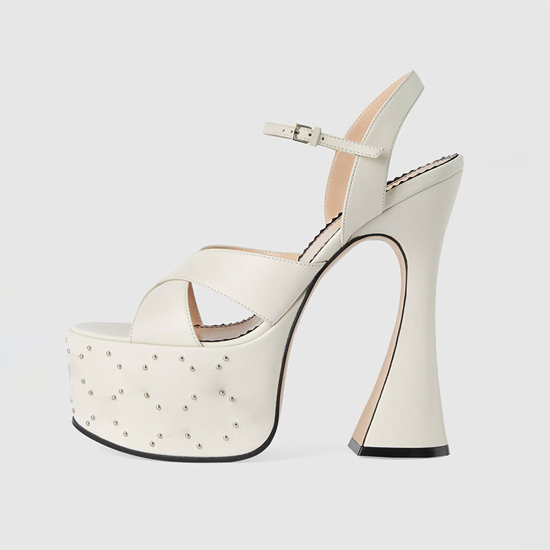 Women'S Shoes Water Resistant - 女性用バックル付きファッショナブルなハイヒールサンダル,防水プラットフォーム,白と黒,セクシーなディスコレース,サイズ34-43