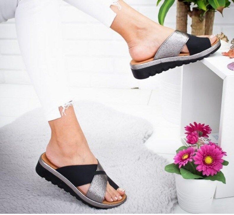 Women'S Shoes With Bunions - 女性の靴スリッパ整形外科腱膜瘤コレクター快適なプラットフォームレディースカジュアル親指補正サンダル