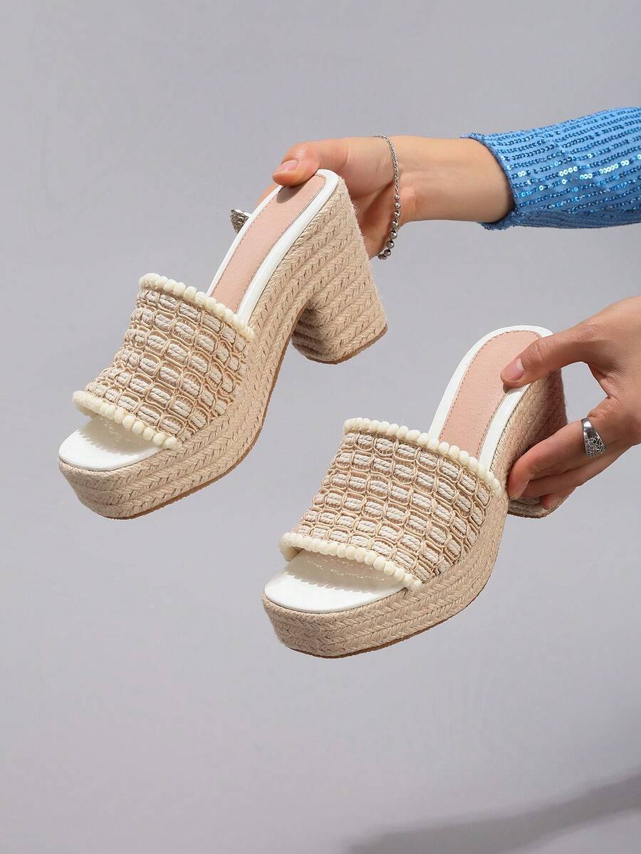 レディースローププラットフォームウェッジサンダル、織りストラ - Cork Wedge Sandal のレビューと価格