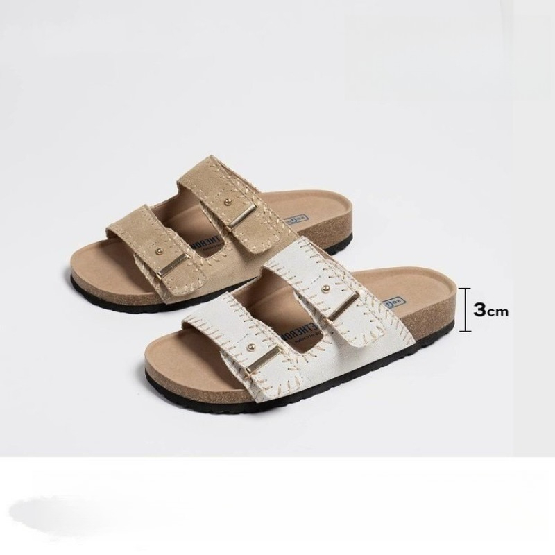 レディース調節可能ストラップコルクフットベッドスライドサンダ - Cork Wedge Sandal のレビューと価格