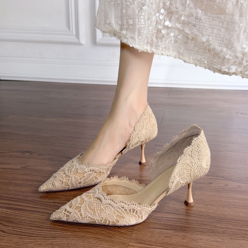 レースのポインテッドトゥハイヒール レディース 2026年新 - Women Shoes Heels のレビューと価格