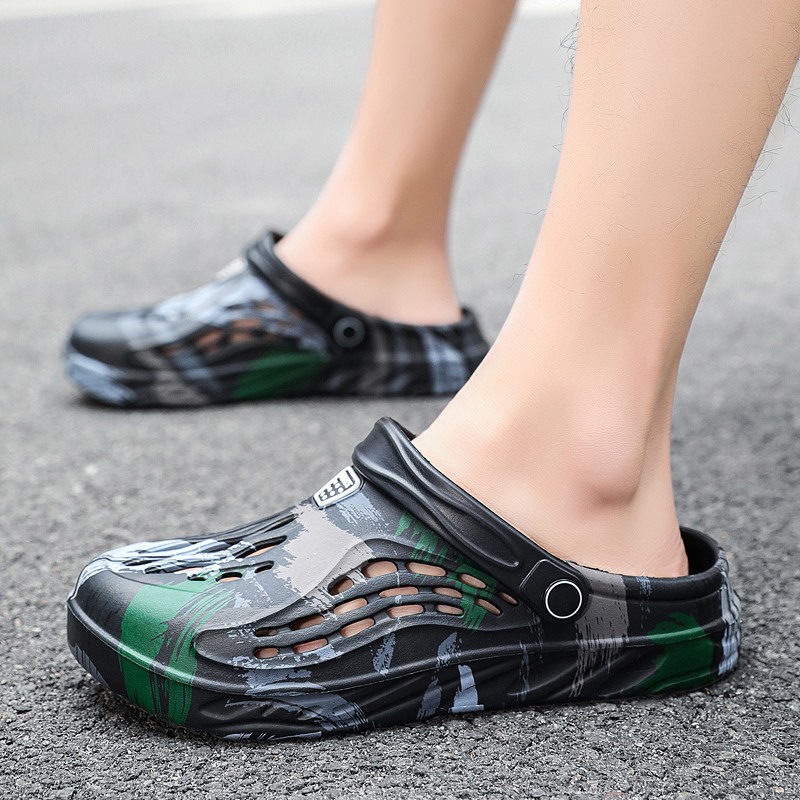 メンズ夏用迷彩柄グラフィティサンダル ガーデンクロッグシュー - Croc Style Clog のレビューと価格