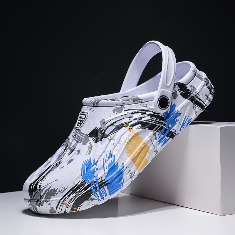 メンズ夏用迷彩柄グラフィティサンダル ガーデンクロッグシュー - Croc Style Clog のレビューと価格