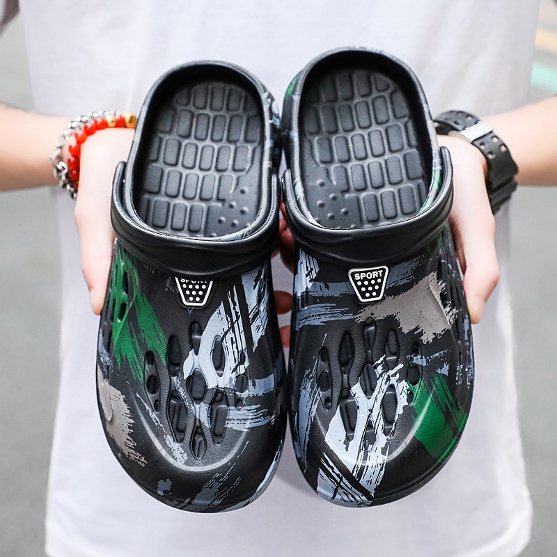 メンズ夏用迷彩柄グラフィティサンダル ガーデンクロッグシュー - Croc Style Clog のレビューと価格