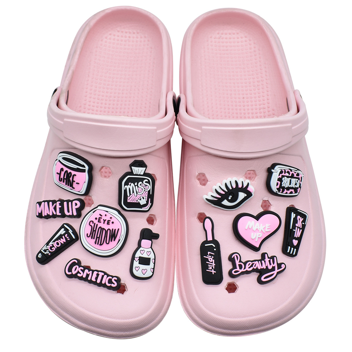 ピンク美容メイク靴チャームクロックスピンアクセサリーチャーム - Croc Style Clog のレビューと価格