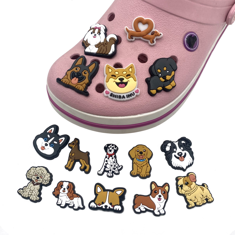 動物犬靴チャームピンクロックスアクセサリー下駄バブルスライド - Croc Style Clog のレビューと価格